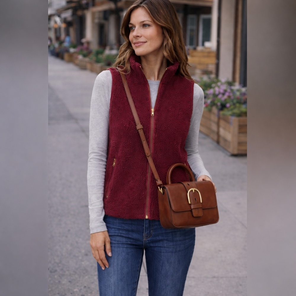 Fossil Women’s Cognac Leather Top Handle Wiley Satchel